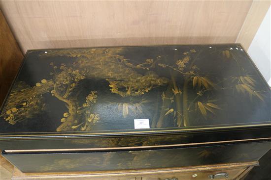 A Chinese black lacquer trunk, W.87cm